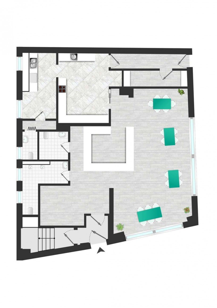 Grundriss Erdgeschoss (Gewerbefl�che) Mehrfamilienhaus Vaihingen an der Enz